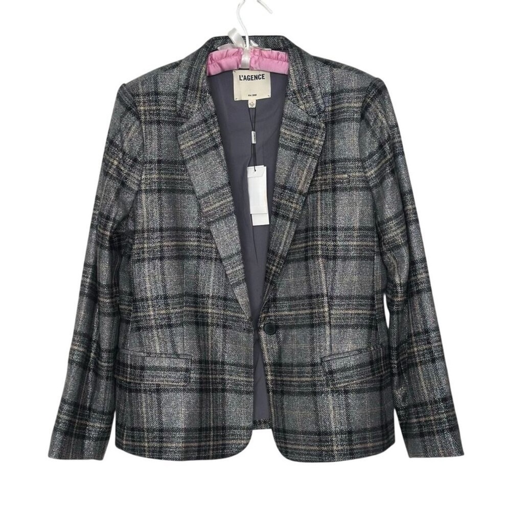 NWT Revolve Sz 12 L'AGENCE $775
Diana Skinny Lapel Metallic Knit Blazer